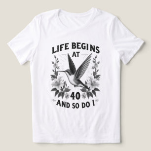 Life Begins at 40 Women's Hummingbird T-Shirt Tri-Blend Shirt
