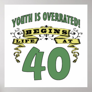 Life Begins At 40th Birthday Poster