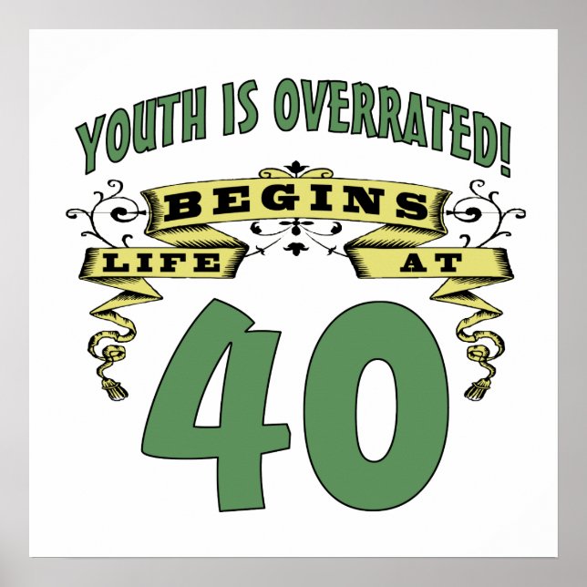Life Begins At 40th Birthday Poster (Front)