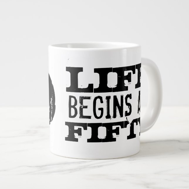 Life begins at 50 funny 50th Birthday jumbo mug (Front Right)