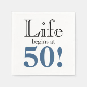 Life begins at 50 slate blue black cool retro pape napkin