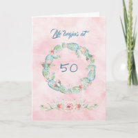 Life Begins at 50 Watercolor Cactus