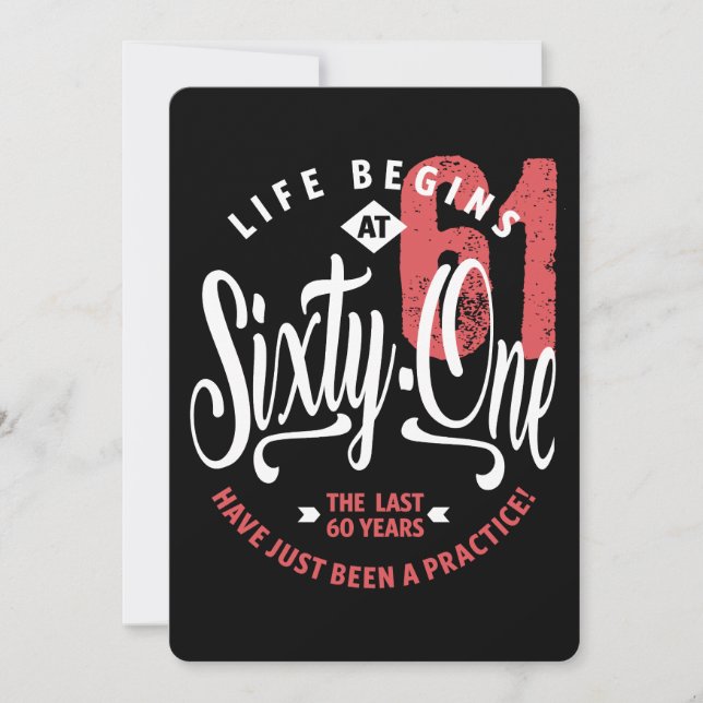 Life Begins at 61 | 61st Birthday Invitation (Front)