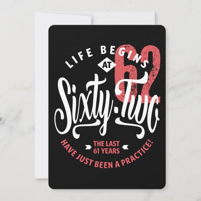 Life Begins at 62 | 62nd Birthday Card (Front)