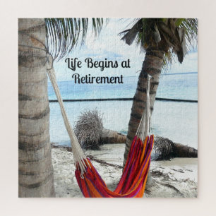 Life Begins at Retirement...Hammock at the Beach Jigsaw Puzzle