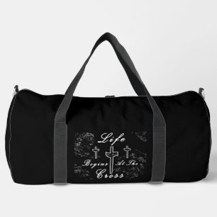 Life begins at the cross duffle bag