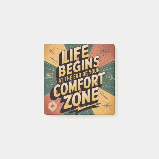 Life Begins At The End Of Your Comfort Zone Post-it Notes (Front)