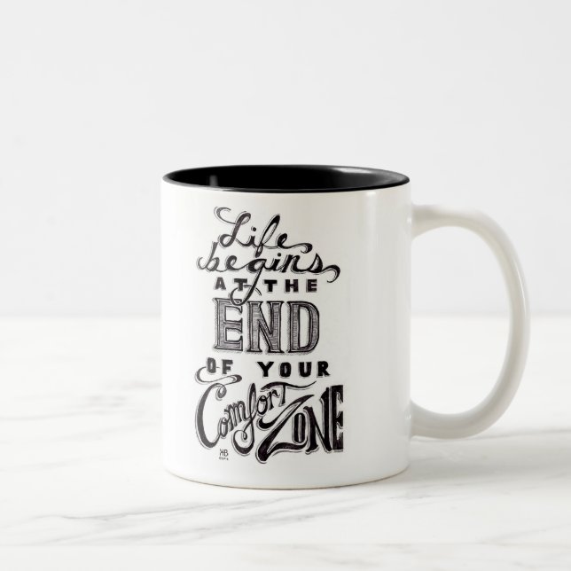 "life Begins at the end of your comfort zone" Two-Tone Coffee Mug (Right)