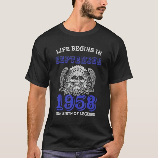 Life Begins In September 1958 The Birth Of Legend T-Shirt (Front)