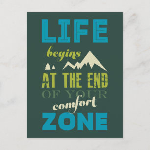 Life begins Inspirational Quote Typography Print Postcard