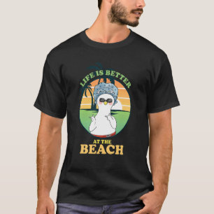 Life Better At Beach Duck Vacation Palm Tree Summ T-Shirt