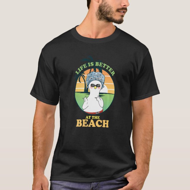 Life Better At Beach  Duck Vacation Palm Tree Summ T-Shirt (Front)