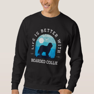 Life Better Bearded Collie Vintage Blue Dog Mum Da Sweatshirt