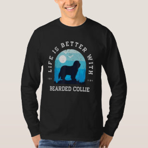 Life Better Bearded Collie Vintage Blue Dog Mum Da T-Shirt
