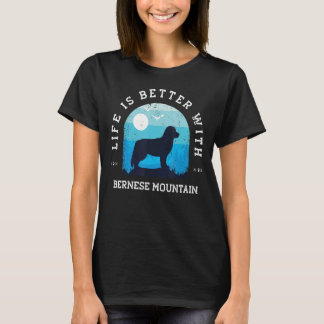 Life Better Bernese Mountain Vintage Blue Dog Mum  T-Shirt