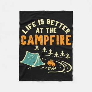 Life Better Campfire Camping Camper Boys Girl Kids Fleece Blanket