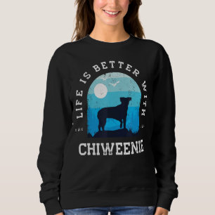 Life Better Chiweenie Vintage Blue Dog Mum Dad Sweatshirt