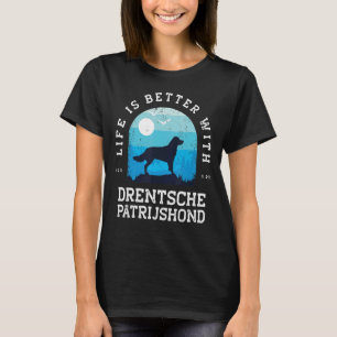 Life Better Drentsche Patrijshond Vintage Blue Dog T-Shirt