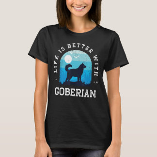 Life Better Goberian Vintage Blue Dog Mum Dad T-Shirt