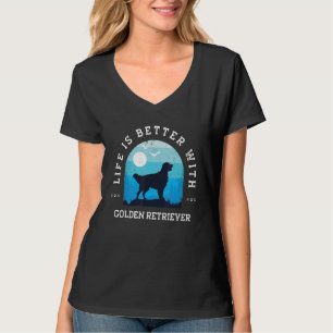 Life Better Golden Retriever Vintage Blue Dog Mum T-Shirt