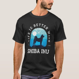 Life Better Shiba Inu Vintage Blue Dog Mum Dad T-Shirt