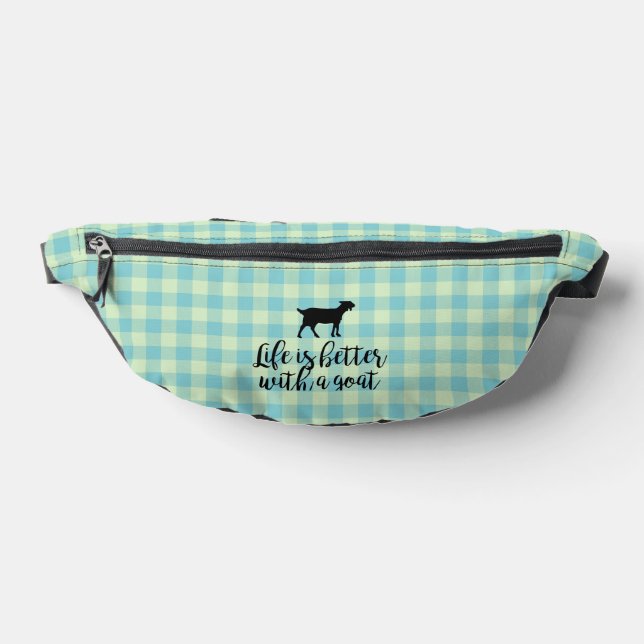 Life Better With Goat Blue Country Plaid  Bum Bags (Lay Down)