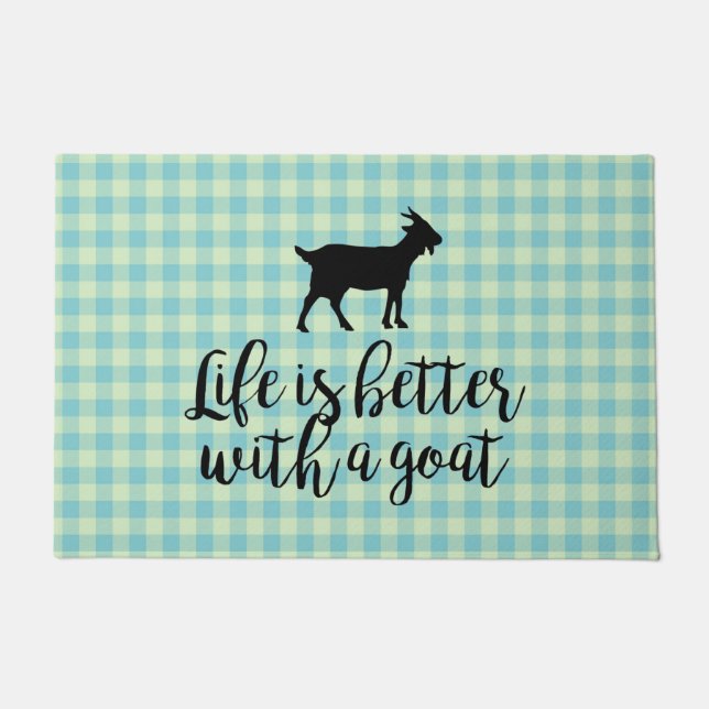 Life Better With Goat Country Plaid Doormat (Front)