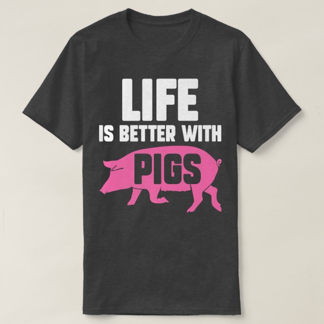 Life Better With PigsPigletPig Lover Premium 3889  T-Shirt (Design Front)