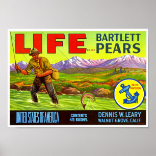 Life Brand Bartlett Pears Crate Label Schmidt Lith Poster
