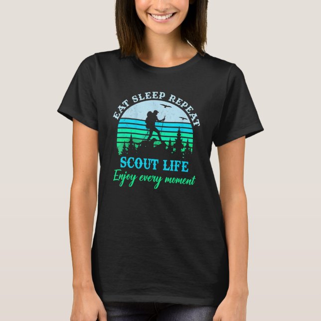 Life Camping Eat Sleep Scout Repeat Scouting Scout T-Shirt (Front)