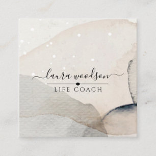  Life Coach Abstract Earthy Watercolor Shapes Square Business Card