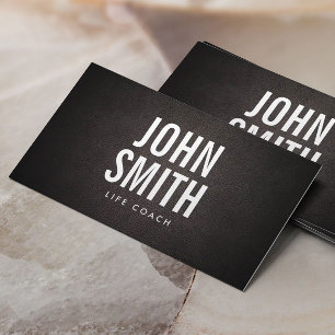 Life Coach Bold Text Elegant Leather Business Card
