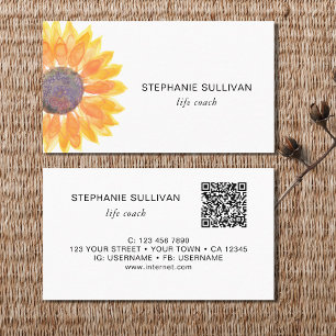 Life Coach Botanical QR Code  Business Card