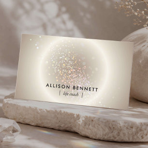 Life Coach Celestial Glow Minimal Champagne Gold Business Card