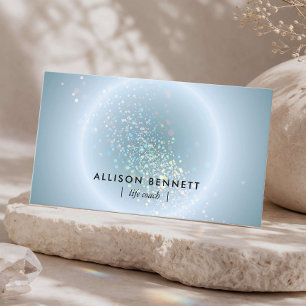 Life Coach Celestial Glow Minimal Dusty Blue Business Card