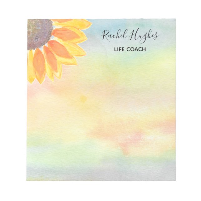 Life Coach Colourful Sunflower Notepad (Front)