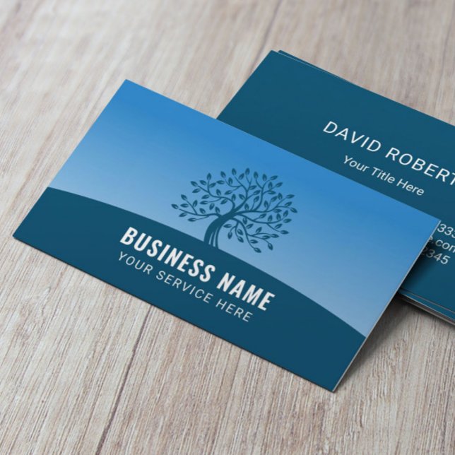 Life Coach Counsellor Modern Blue Tree Business Card (Creator Uploaded)
