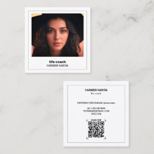 🌱 Life Coach Custom QR & Photo Square Business Card