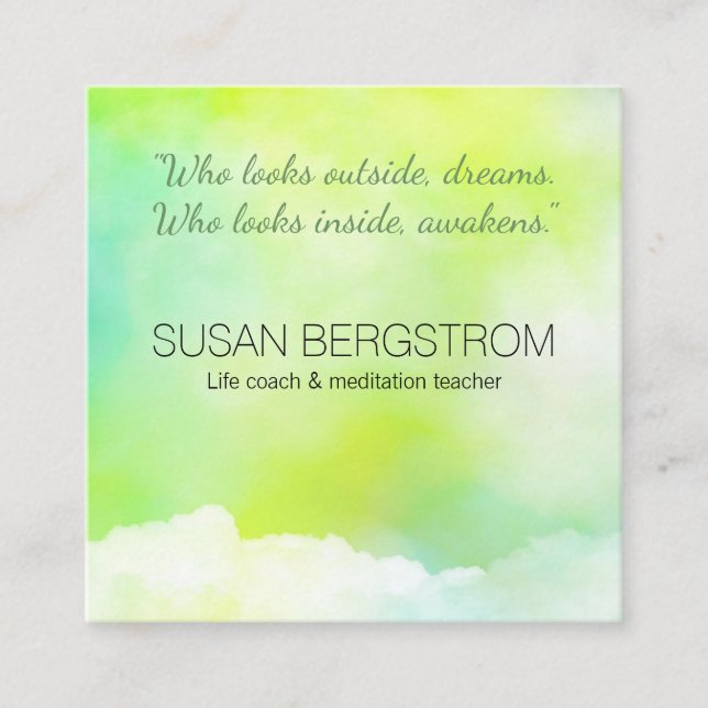 Life coach, massage therapist, meditation teacher square business card (Front)
