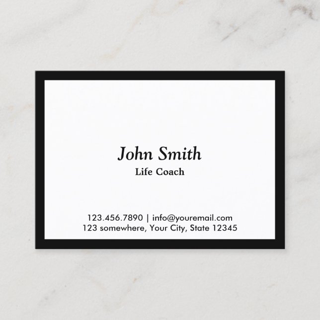 Life Coach Minimalist Black Frame Business Card (Front)