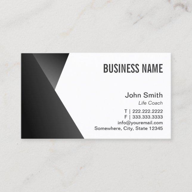 Life Coach Modern Black & White Business Card (Front)