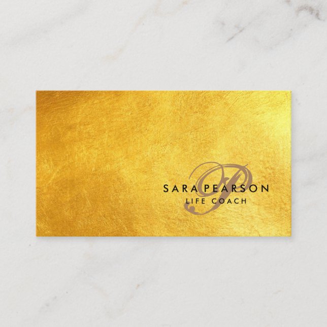 Life Coach Personal Services Elegant Gold Texture Business Card (Front)