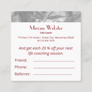 Life Coach Professional Refer A Friend  Square Business Card
