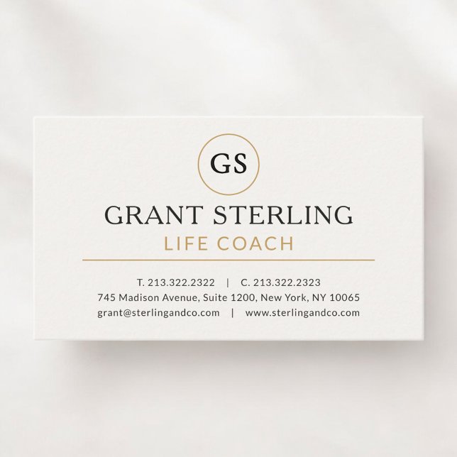 Life Coach Professional White Gold Business Card (Creator Uploaded)