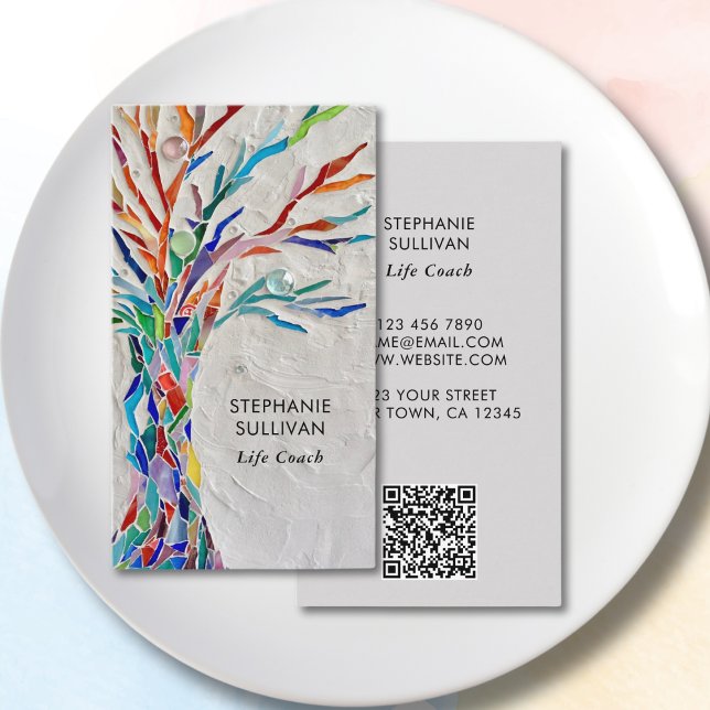 Life Coach QR Code Tree Of Life Business Card (Creator Uploaded)