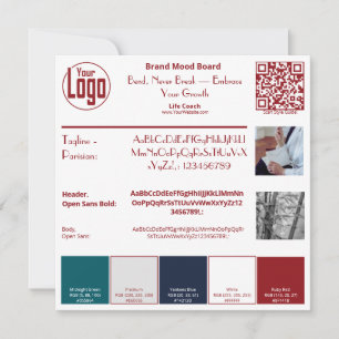 Life Coach Red & White Brand Mood Board Card