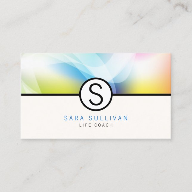 Life Coach SpecialSkills Monogram ColorfulAbstract Business Card (Front)