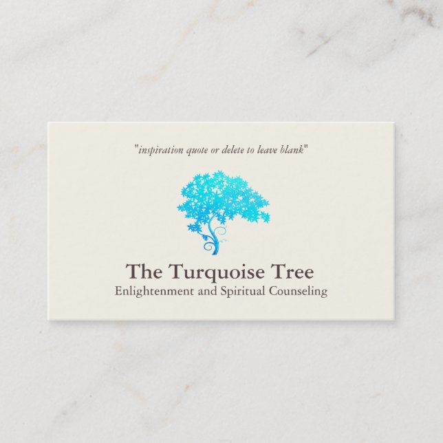 Life Coach Spiritual Counsellor Turquoise Tree 2 Business Card (Front)