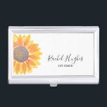 Life Coach Sunflower Business Card Holder<br><div class="desc">This simple floral business card case is decorated with a yellow sunflower.
Customise it with your name and occupation.
There are matching business cards in my store.
Original Watercolor © Michele Davies.</div>