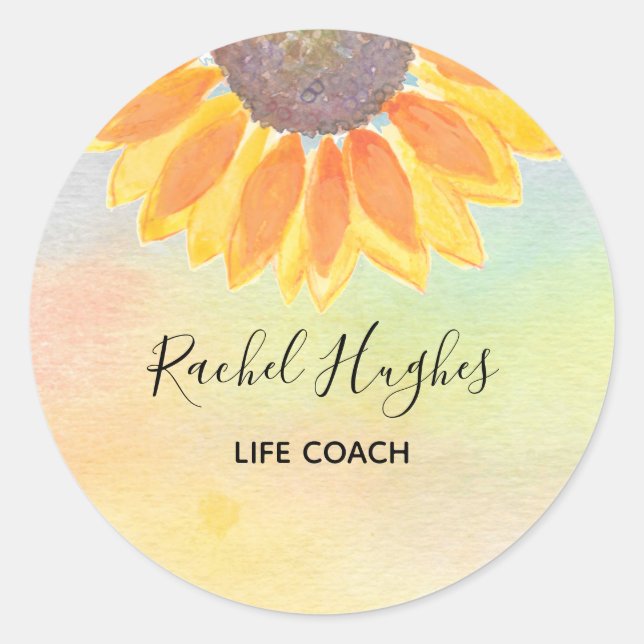Life Coach Sunflower Colourful  Classic Round Sticker (Front)